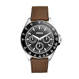 Fossil Men's Neale Quartz Stainless Steel and Leather Chronograph Watch, Color: Silver, Brown (Model: BQ2294)