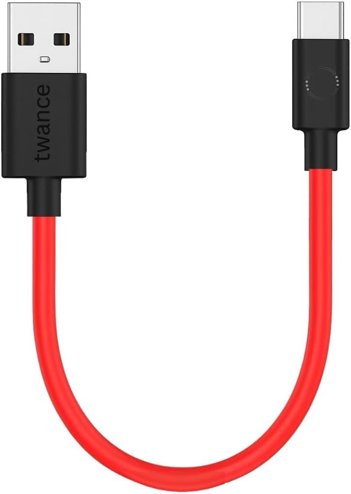 twance 0.25 Meter (Short Cable) TPE Type C to USB Fast charging and data transfer cable- (Red color) I 65W / 3.1A 480 Mbps Data Sync I Compatible with All C port enable Devices & Smartphone