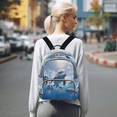 Image of ALAZA Ocean Fish Dolphin Sky Women Backpack Purse Ladies Fashion Shoulder Bag Daypack Travel Bag 10L