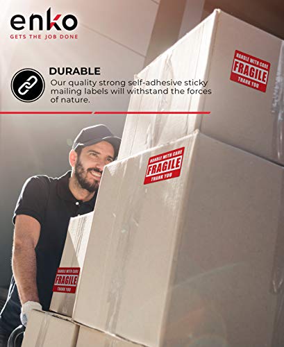 Enko - 2 X 3 Inch Fragile Stickers Handle With Care Warning Packing Shipping Label - Permanent Adhesive (10 Roll, 5000 Labels) #TOP5