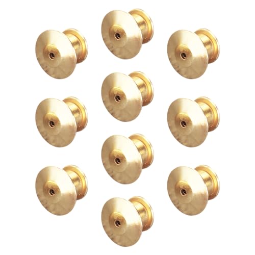 Homoyoyo 10Pcs Gold Metal Locking Pin Backs Durable Clasp Keepers for Displaying Badges Books Bags Hats and More Smooth Finish Easy to Use No Tools Required