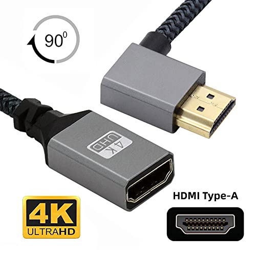 NFHK HDMI 1.4 Type A Male to A Female Extension Cable Right Angled 90 Degree Support HDTV 4K 60hz 3D, black 1 - Image 4