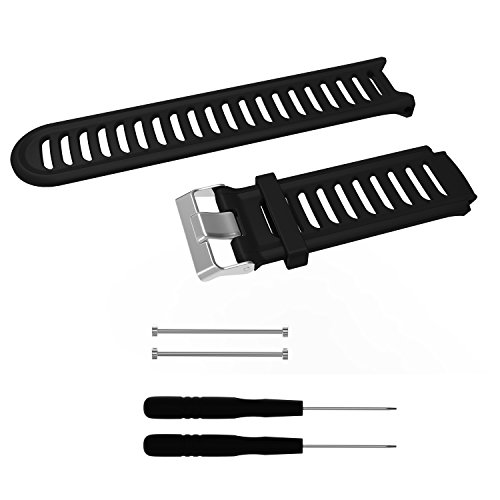 Huwokxix Correa Compatible con Garmin Forerunner 910XT,Ajustable Silicona Deportiva Band Repuesto Pulsera para Garmin Forerunner 910XT (Negro)