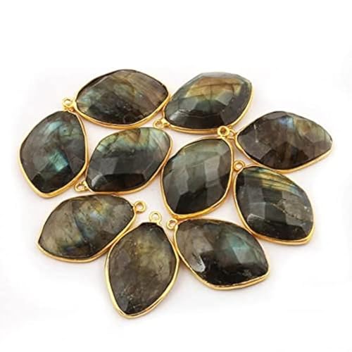 Pendentif labradorite naturelle or 24k bélière simple pour collier et création bijoux DIY