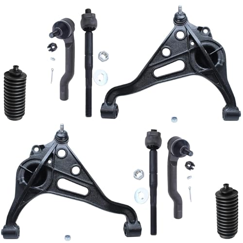 Image of Detroit Axle - Front End Suspension Kit for 1999-2004 Chevrolet Tracker Suzuki Vitara, 2 Lower Control Arms with Ball Joint 4 Outer Inner Tie Rod Ends 2 Tie Rod Boots 2000 2001 2002 2003 Replacement