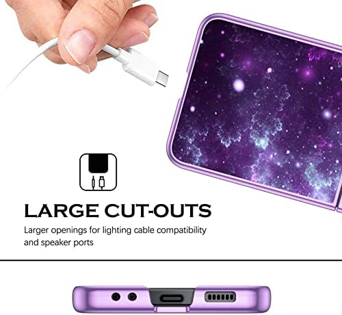 YINLAI Samsung Galaxy Z Flip 4 Case Glow in The Dark Slim Fit Shockproof Protective Hybrid Hard PC Soft TPU Bumper Phone Cover for Samsung Galaxy Z Flip 4 5G, Purple Nebula
