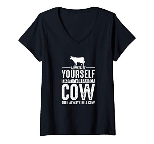 Mujer Cow Gift Always Be Yourself Camiseta Cuello V