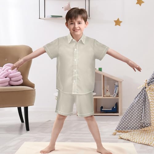 Image of 3T Toddler Boy Shorts Set Teal Hawaiian Button Down Shirts Summer Outfits for Little Boy