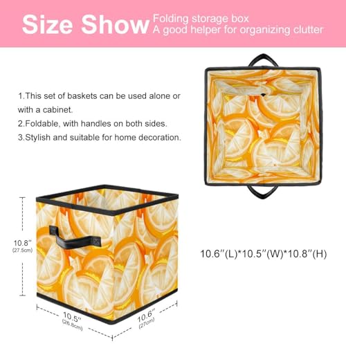 Boîte de rangement pliable cube en tissu orange - 3