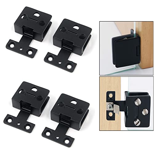4 Pz Vetro Cabinet Cerniere Porta Cabinet Vino Morsetto Display Cabinet Cerniere Cancello, Lega Di Zinco Nero Opaco, No Need To Drill Hole