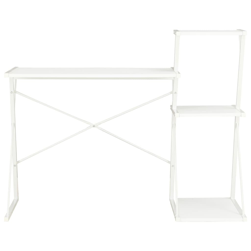 Scrivania moderna con ripiano integrato e spazio di archiviazione, ufficio con scrivania e scaffale, 116 × 50 × 93 cm, stabile con integrato per computer e accessori