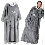sweat manches longues Tissu doux de supérieure: Cette couverture à capuche est fabriquée en velours de coton doux au toucher et confortable, pour une sensation agréable au toucher. Son format extra-large (140 x 90 cm) vous garde au chaud de la tête aux pieds. Cette couverture douce et luxueuse à manches vous gardera au chaud toute la journée, où que vous alliez