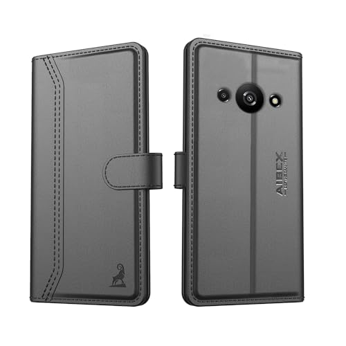 Image of AIBEX Compatible for Poco C61 / Redmi A3 Flip Cover Leather Finish with Magnatic Closure | Inside TPU with Card Pockets | Wallet Stand | Complete Protection Flip Case -Black