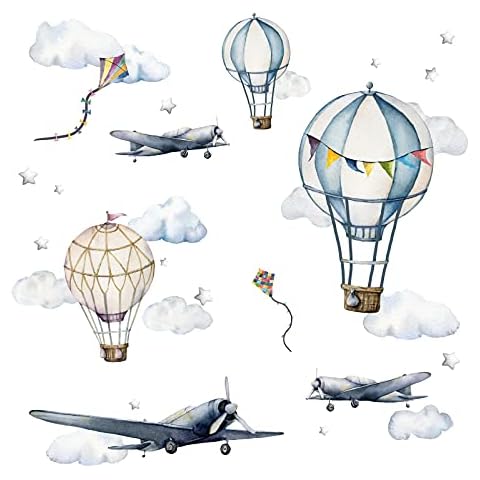 Little Deco Graz Design DL707-2 - Adhesivo decorativo para pared, diseño de globos y nubes Cover