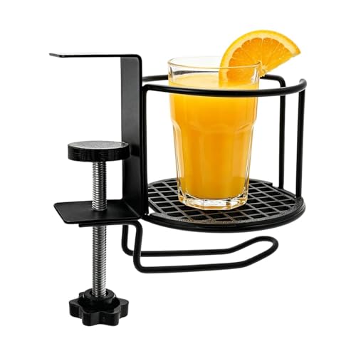 Zohuwerui Soporte para tazas de mesa, abrazadera ajustable 2 en 1 antiderrames, soporte para colgar auriculares, para silla de césped, oficina, casa, interior, cama, mesita de noche, sofá, aula