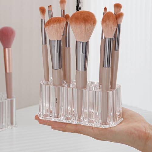Image of Clear Acrylic Lipstick Organizer Makeup Nail Brush Eyeliner Lip Liner Holder 26 Spaces Cosmetic Display Case
