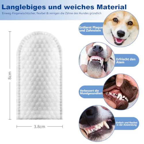 PCpetclear Petclear Pflege-Fingerlinge für Hunde & Katzen, Spülfrei, Entfernen Flecken, Einweg Finger-Reinigungstücher zur Reinigung von Zähnen, Augen und Ohren (50 Stück)