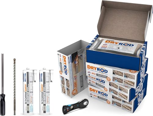 Dryrod Kit gegen aufsteigende Feuchtigkeit (24 m) Horizontalsperre Stäbchen gegen Feuchtigkeit im Mauerwerk - WTA & BBA zertifizierte Feuchtigkeitssperre keine Materialverschwendung
