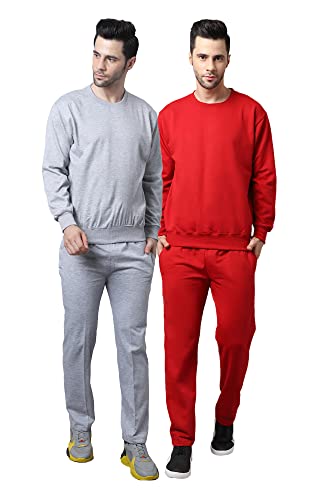 Image of Mack Jonney Fleece Solid Tracksuit Co-ord Set for Men (Pack of 2)-SW RN MLG MRN LOWER MLG MRN 04-P
