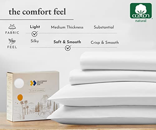 California Design Den Soft 100% Cotton Sheets Full Size Bed Sheet Set With Deep Pockets, 4 Piece Full Size Sheets Set With Sateen Weave, Cooling Sheets (White) #TOP2