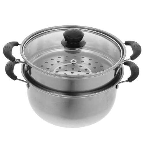 Marmite à soupe en acier inoxydable argenté avec couvercle pour induction