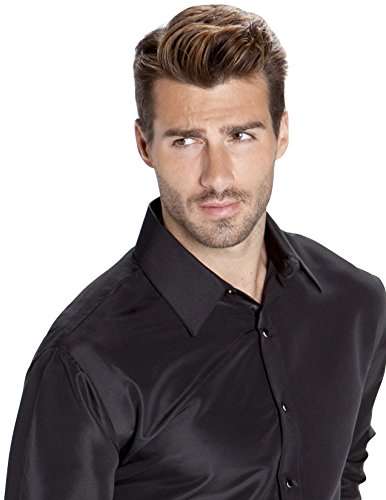 Luxe Microfiber® Men’s Fitted Dress Shirt, Tuxedo Shirt Black #TOP1