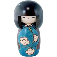 Usaburo Modern Japanese Kokeshi Doll KOUZITU - Small - Blue, Made in Japan, Collectible Figurines, Traditional Crafts, Girl in Kimono