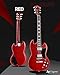 Leo Jaymz 39 Inch Double Cut Solid Body Electric Guitar - Poplar Wood Body，Maple Neck and Laurel Wood Fretboard (DC Red)