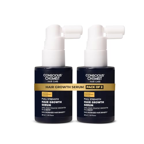 Image of Conscious Chemist Hair Growth & Anti Hair Fall Serum | Hairgenyl, 3% Redensyl, 2% Anagain, 2% Procapil, 2% Biotin & Saw palmetto | Controls Hairfall & 96% Saw New Hair Growth | Improves Hair Density | For Men & Women | 30ml (Pack of 2)