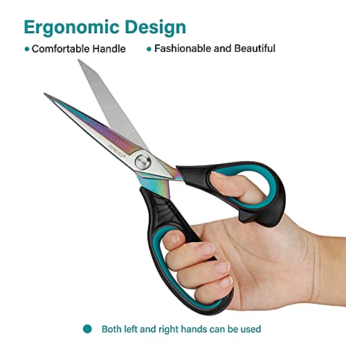 Qmvess Premium Fabric Scissors Heavy Duty Multi-Purpose Sewing Scissors Titanium Coating Forged Stainless Steel Blade Soft Grip Handle For Fabric Cardboard Leather Carpet (9.5 Inch) #TOP4