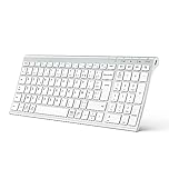 iClever Clavier Bluetooth, Clavier sans Fil Rechargeable Connecter 1 à 3 appareils AZERTY Mac iPad air Pro Tablette Ordinateur PC iPhone iOS Android Windows Ultra-Mince