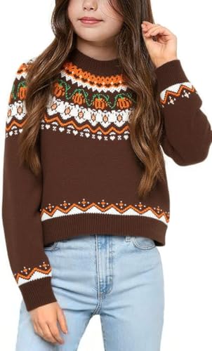 Qbily Girl's Fall Winter Pullover Sweater Casual Halloween Christmas Knitted Sweater 5-14 Years Boys