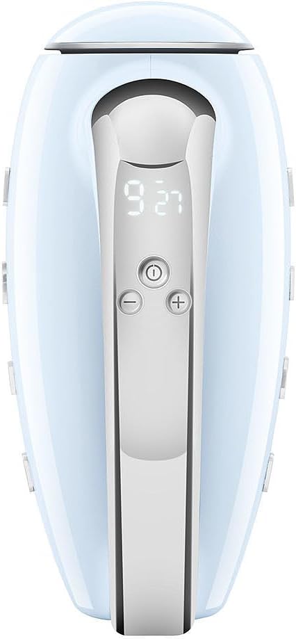 SMEG, HMF01PBEU Elektrikli Mikser, 9 Hız Seviyesi, Turbo Fonksiyonu, Pürüzsüz Başlangıç Başlangıç Sistemi, 4 Kırbaç, 2 Ganci Mikser ve Kılıflı, 250 W, Mavi