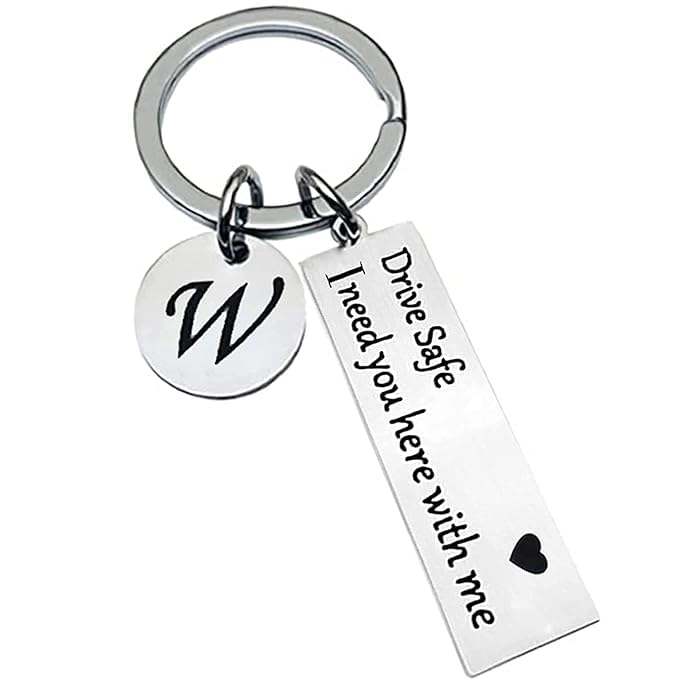Personalized Initial “W” Drive Safe Keychain for Men & Women | Stainless Steel Engraved Key Ring | Cute Love Gift for Boyfriend, Girlfriend, Husband, Wife, Couple, Valentine, Birthday & Anniversary-image-4