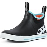 Showave Women's 6 Inch Ankle Deck Boots Waterproof Rain Footwear Rubber Mud Boots for Fishing Gardening Farming, Cow Print,Size 6