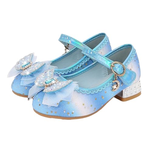 IWIHMIV Little Girls Mary Jane Shoes Girls Princess Dress Up Shoes Low Heel Slip-on School Party Sequins Bow Dress Shoes