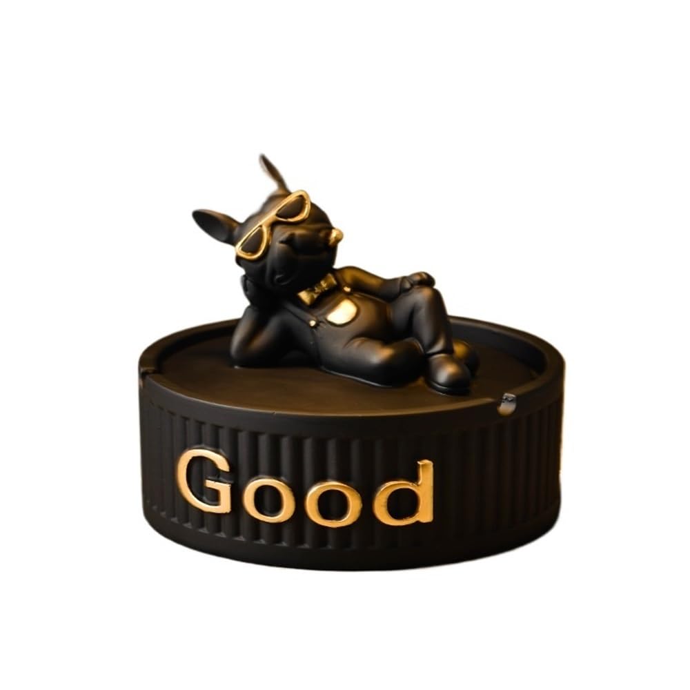 Ashtrays Trendy Office Ashtray Prevents Fly Ash, Creative Gift for Boyfriend(Black)