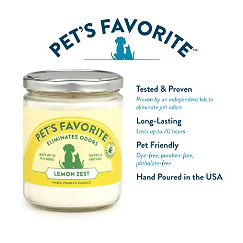 Pet's Favorite - Tested & Proven - Odor Eliminating Candle, Pet-Friendly Scented Candle, In 4 Great Fragrances – 70-Hour Burn Time, Cotton Wick (Lemon Zest, Pack Of 1) #TOP3