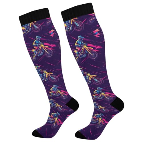 Slewiaeky Beautiful Car Motorcycle Vehicle Compression Sock for Women Men Knee High Socks for Nurses Running Hiking 1 Pair