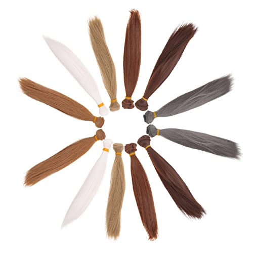SHINEOFI 12pcs Doll Wig Hair Topper for Dolls Straight Synthetic Hair Extensions