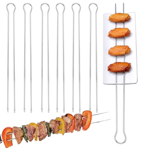 CYTGOUPER Pack of 6 Double Pronged Metal Grilling Skewers, 12inch BBQ Metal Skewers for Grilling,U-shaped Design Skewer BBQ Grill Set for BBQ Cookouts Picnic Camping Oven Use