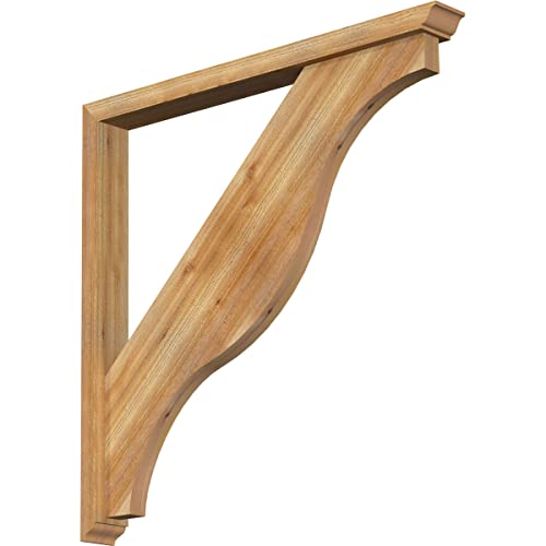 4"W x 40"D x 40"H Funston Traditional Rough Sawn Bracket w/Offset Brace, Western Red Cedar