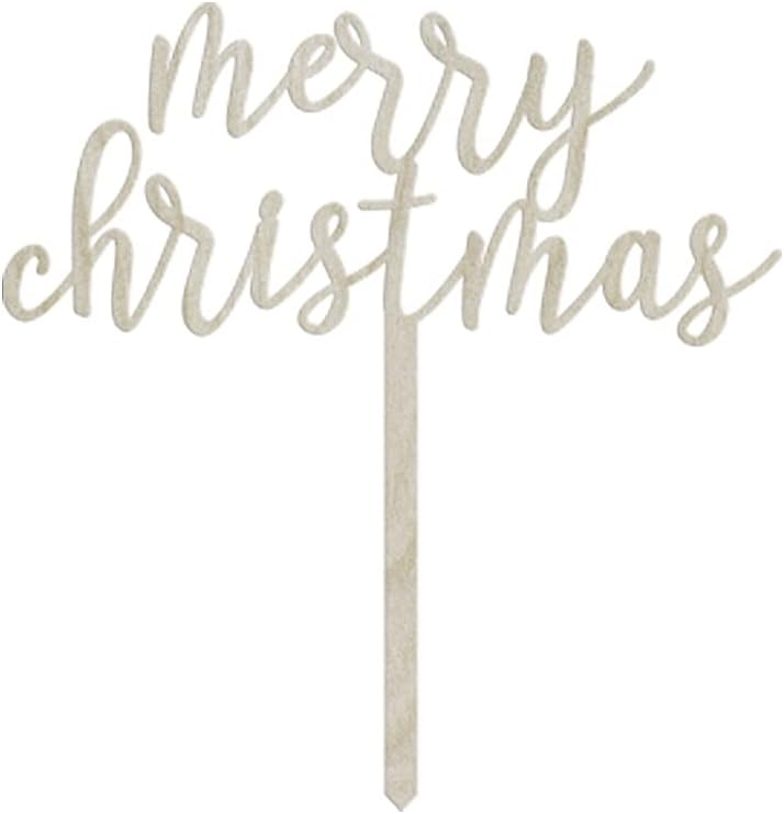 Andaz Press Holiday Wood Cake Toppers, Merry Christmas, 1-Pack, Decor Decorations