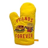 Friends Forever Funny Burger Fries Fast Food Novelty Kitchen Utensils Funny Graphic Kitchenwear Cool Food Novelty Cookware Burger and Oven Mitt