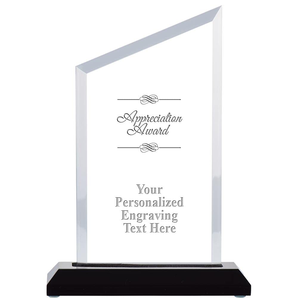 Crown Awards Personalized Acrylic Trophy, 6" Engraved Incline Slant Acrylic Award