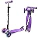 Cutemelo Trottinette Enfant de 3 à 12 Ans Trottinette Trois Roues avec LED Lumières Clignotantes et Guidon Réglable en Hauteur Scooter 3 Roues Antidérapant pour Filles et Garçons (Violet)