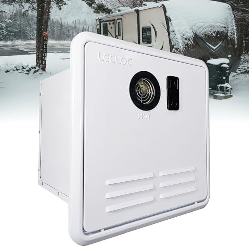 LECLOC RV Tankless Water Heater Propane 60,000 BTU, USA-CAN ETL Listed, with Door 16.1"x16.1" and Wired Controller, Stable at High Altitudes & Vibrations, DC 12V, RV Instant Hot Water Heater, L9-White