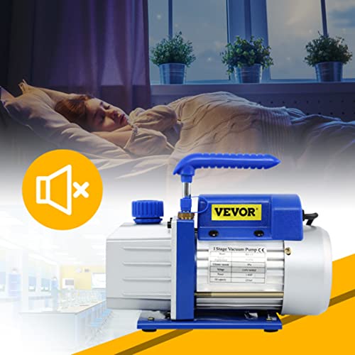 Bomba de Vacío de 4CFM 1/3HP para Aire Acondicionado y Refrigeración, Kit con Manómetro, Ideal para Sistemas R410A, R134A, R22 (Azul y Blanco) miniatura 4