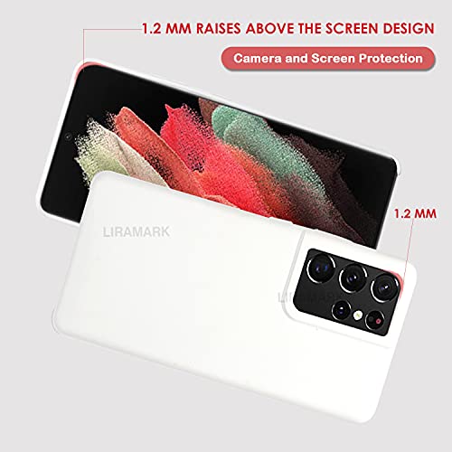 Image of LIRAMARK Liquid Silicone Soft Back Cover Case for Samsung Galaxy S21 Ultra (White)