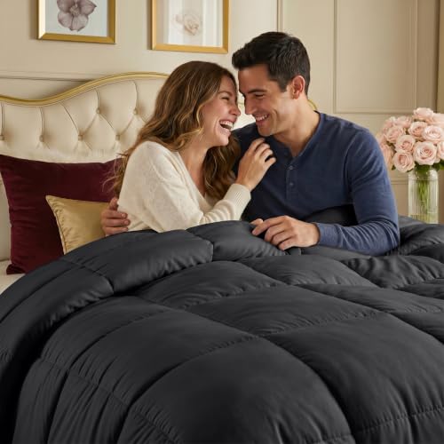 Image of Utopia Bedding Comforters Queen Size, All Season Duvet Insert, Down Alternative Box Stitched Bed Comforter with Corner Tabs, Machine Washable (Grey)